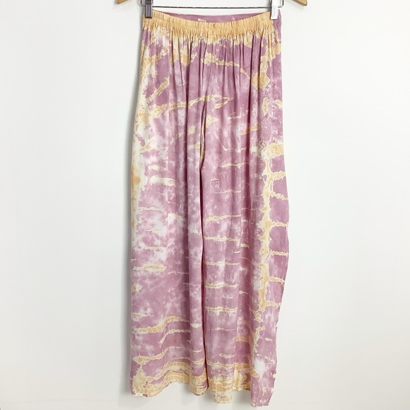 Young Fabulous & Broke Wide Leg Fauna Pants Boho Hippie Tie Dye Palazzo XS - Picture 2 of 12